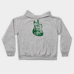 Guitarist Electric Guitar Body Dark Green Color Kids Hoodie